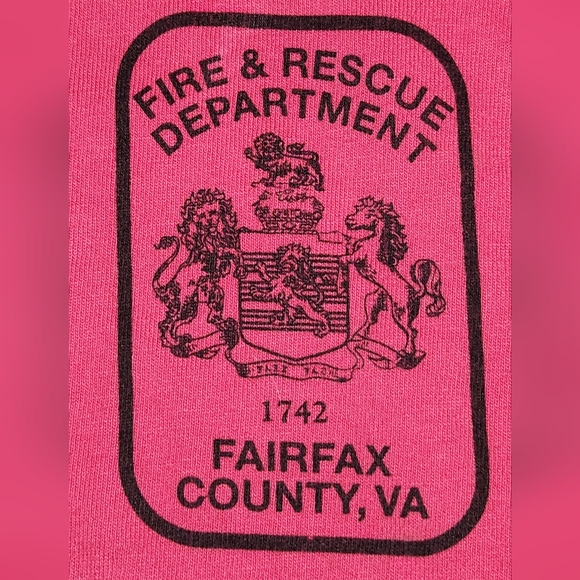 Pink Breast Cancer Tee Fairfax County Fire and Rescue Department Women's Large - Picture 3 of 5